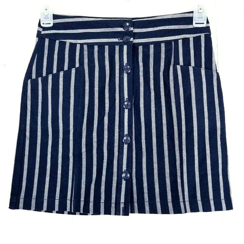 Lily White Striped Button Skirt Size Small